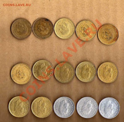 Испания 1 песета 15 монет до 12.04 в 21:00 - Испания 1 песета 19 монет - 2