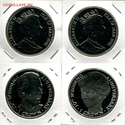 О.Мэн набор 1Кр 2шт. 1991 Чарльз&Диана до 08.03.18 22-00 - IoM 1991 set2 PCh&LD