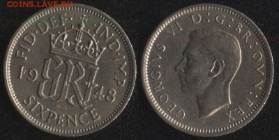 Великобритания 6 пенсов 1948 до 22:00мск 11.03.18 - Великобритания 6 пенсов 1948