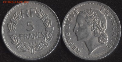 Франция 5 франков 1947 до 22:00мск 11.03.18 - Франция 5 франков 1947