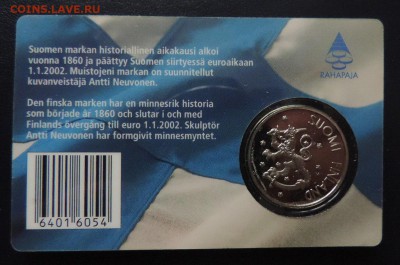 ФИНЛЯНДИЯ 1 марка 2001 г., блистер ДО 10.03. - ФИН марка 2001 блист Г..JPG