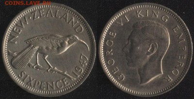 ======= СТАРАЯ ИНОСТРАНЬ ======= ФИКСИРОВАННАЯ ЦЕНА ======== - Новая Зеландия 6 пенсов 1947