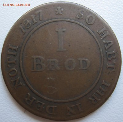 Германия, 1 брод 1817 с 700 руб. до 11.03.18 20.00МСК - 1 брод (хлебная марка) 1817 года. Эльберфельд - Пруссия. (1) Аверс.JPG