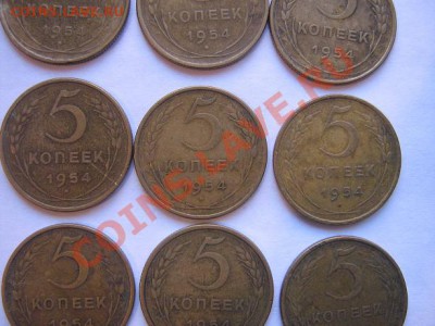 5 копеек 1954 г 9 шт из обращ  до 13.4  21-00 - IMG_5669