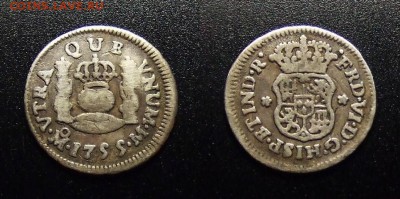 2 реала (1755) (Ag-0,9170) - Мексика (Испанская колония) – 0,5 реала (1755) (Ag)