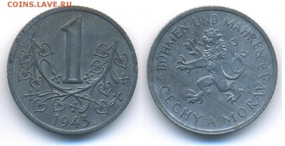 С РУБЛЯ!_ Богемия и Моравия 1 крона 1943 до 	15.02.18	 22:00 - 171211_039