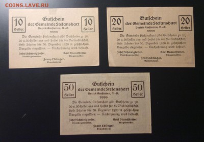 10,20,50 h 1920 нотгельды г.Анштеттен Австрия - A055FD8E-7792-4E49-A641-890BFF69600A
