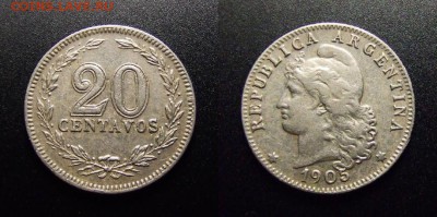 МОНЕТЫ МИРА 03-18 - Аргентина – 20 сентаво (1905)