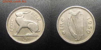 МОНЕТЫ МИРА 03-18 - Ирландия – 3 пенса (1950) «Заяц» №1-2