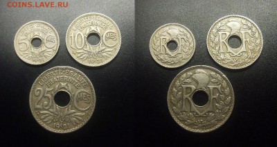 МОНЕТЫ МИРА 03-18 - Франция - набор 5, 10 и 25 сантимов (1924, 1921 и 1921) №3-2