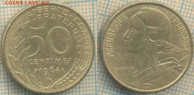 Франция 50 сантимов 1964 г., до19.03.2018 г. 22.00 по Москв - Франция 50 сантимов 1964  399
