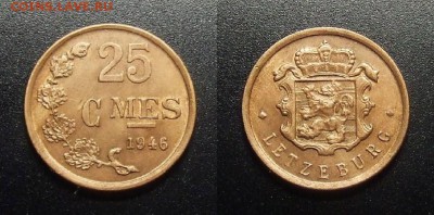 МОНЕТЫ МИРА 03-18 - Люксембург – 25 сантимов (1946) бронза №4