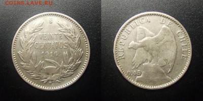 МОНЕТЫ МИРА 03-18 - Чили – 20 сентаво (1916) (Ag)