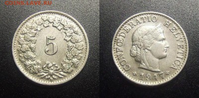 МОНЕТЫ МИРА 03-18 - Швейцария – 5 раппенов (1947)