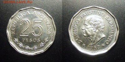 МОНЕТЫ МИРА 03-18 - Аргентина – 25 песо (1968) «Доминго Сарменто» №1