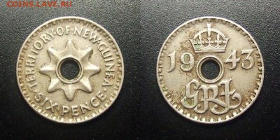 МОНЕТЫ МИРА 03-18 - Брит. Новая Гвинея – 6 пенсов (1943)