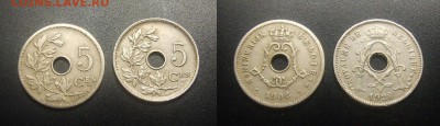МОНЕТЫ МИРА 03-18 - Бельгия - набор 5с. (1904 и 1928) №10-2