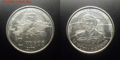 МОНЕТЫ МИРА 03-18 - Аргентина – 2 песо (2007) «25 лет оккупации Мальвинских островов» №1-2-3-4-5