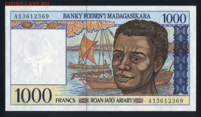 Мадагаскар 1000 франков 1994 unc до 20.03.18 22:00 мск - 2