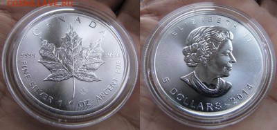 5 долларов 2014 Канада Серебро. Фикс 1400 рублей - Канада 5 долларов 2014