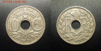 МОНЕТЫ МИРА 03-18 - Франция – 10 сантимов (1931) (XF) №1-2