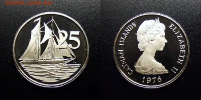 МОНЕТЫ МИРА 03-18 - Каймановы острова – 25 центов (1976) «Шхуна» (proof)