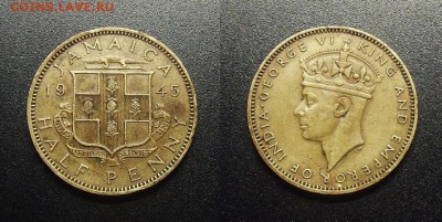 МОНЕТЫ МИРА 03-18 - Брит. Ямайка – 0,5 пенни (1945) «Георг VI»
