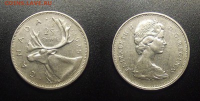 МОНЕТЫ МИРА 03-18 - Канада – 25 центов (1975) «Карибу; Елизавета II (тип №1)»