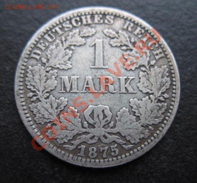 Германия, 1875 г, 1 М, серебро, до 12.04 в 21-00 мск - 1875 1 М