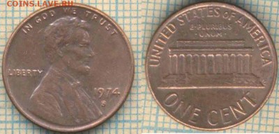 США 1 цент 1974 S , до  26.03.2018 г. 22.00 по Москве - США 1 цент 1974 S  519