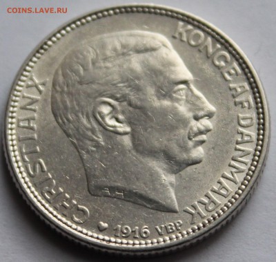 Дания. 1 крона 1916. Серебро, проба - 800, вес - 7,5 - 6