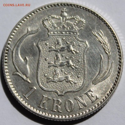 Дания. 1 крона 1916. Серебро, проба - 800, вес - 7,5 - 4