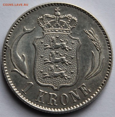 Дания. 1 крона 1916. Серебро, проба - 800, вес - 7,5 - 1