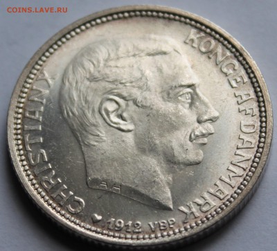 Дания. 2 кроны 1912. Серебро, проба - 800, вес - 15 - 4
