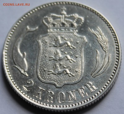 Дания. 2 кроны 1916. Серебро, проба - 800, вес - 15 - 2