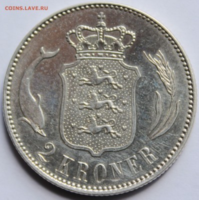 Дания. 2 кроны 1916. Серебро, проба - 800, вес - 15 - 1