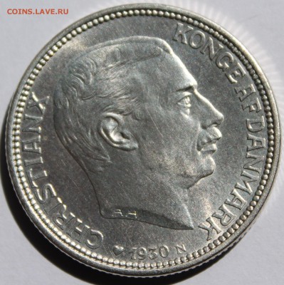 Дания. 2 кроны 1930. Серебро, проба - 800, вес - 15 - 7