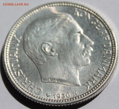 Дания. 2 кроны 1930. Серебро, проба - 800, вес - 15 - 4