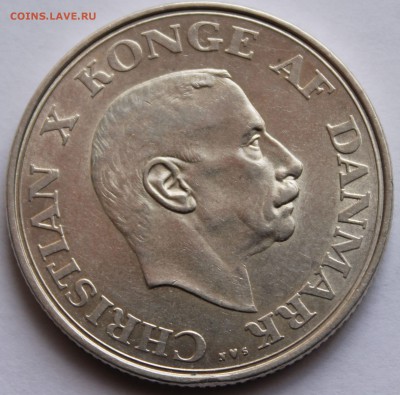 Дания. 2 кроны 1937. Серебро, проба - 800, вес - 15 - 7