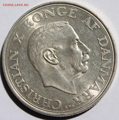 Дания. 2 кроны 1937. Серебро, проба - 800, вес - 15 - 5