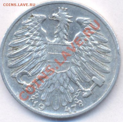 Австрия 1 шиллинг 1947 г.  До 13.04.11 г. 20-00 МСК. - Австрия шиллинг