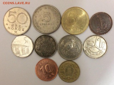 10 разных иностранных монет с рубля 22.03.2018 22:00 - иност