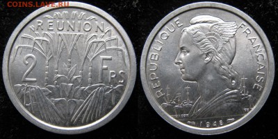 Франц Реюньон 2 франка 1948: до 27-03-18 в 22:00 - Франц Реуньон 2 франка 1948    120-ак17-2850