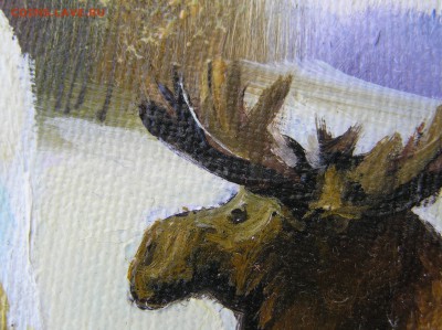 картина Салтанов "Зима, Лось." холст, масло, рама - P1010232.JPG