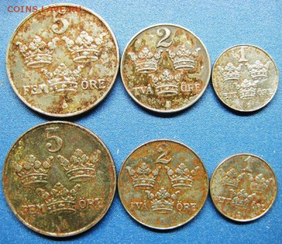 ШВЕЦИЯ. 1,2,5 эре 1944 и 1950г (железо) 23.03 В 22-00 МСК - швец 11