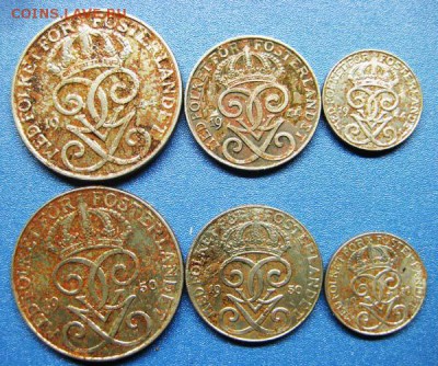 ШВЕЦИЯ. 1,2,5 эре 1944 и 1950г (железо) 23.03 В 22-00 МСК - швец222