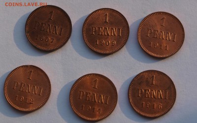 1 пенни 1907-1916 гг, UNC(6 шт)До 28.03.2018 22.00 по МСК - 07-16