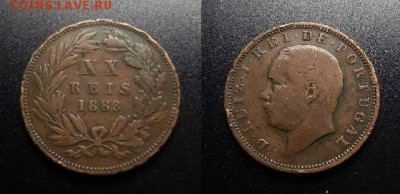 МОНЕТЫ МИРА 03-18 - Португалия – 20 рейс (1883) бронза №1-3