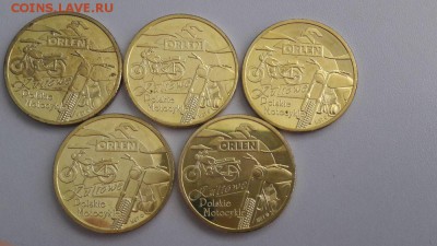 Жетоны Польша -мотоциклы-5шт, до 02.04 - мотоциклы-2