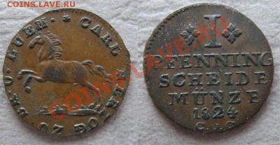 - Германия Брауншвейг 1 пфеннинг  1824 - до 16.04.2011 в 22 - 1 1824